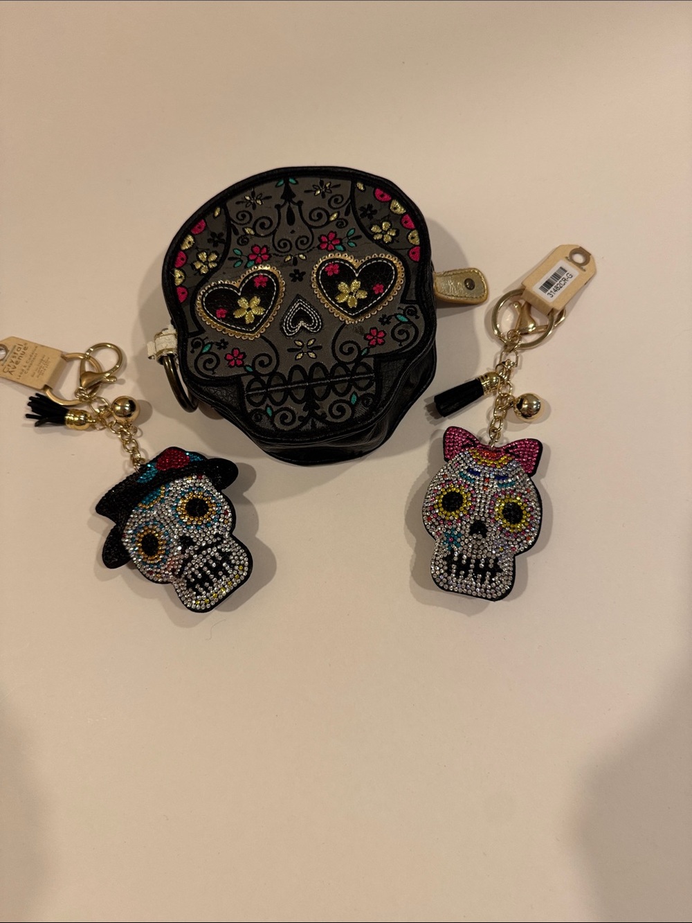 Loungefly Sugar Skull Purse charm bag w bonus‎